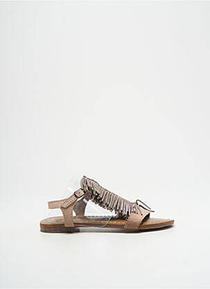 Sandales/nu pieds tissage satiné chiquet marron REQINS fille