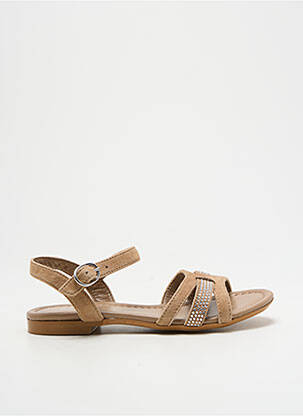 Sandales/nu pieds tissage satiné chiquet marron REQINS fille