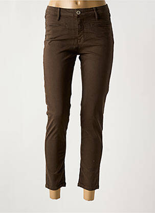 Pantalon 7/8 stretch taille normale marron DENIM STUDIO femme