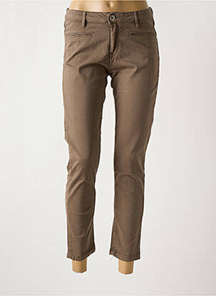 Pantalon 7/8 stretch taille normale marron DENIM STUDIO femme