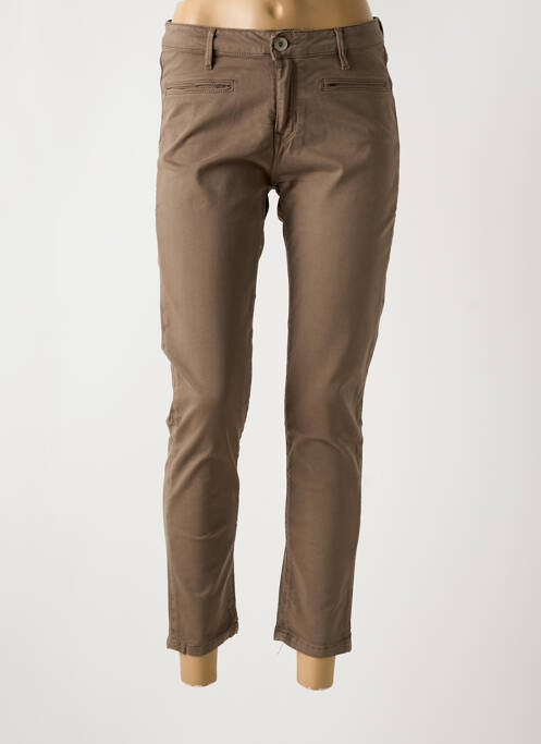 Pantalon 7/8 stretch taille normale marron DENIM STUDIO femme