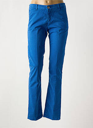 Pantalon chino fermeture zippée sous rabat boutonné bleu DENIM STUDIO femme