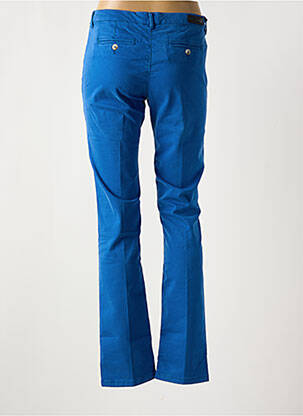 Pantalon chino fermeture zippée sous rabat boutonné bleu DENIM STUDIO femme
