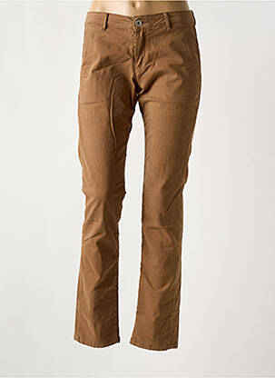 Pantalon chino fermeture zippée sous rabat boutonné marron DENIM STUDIO femme