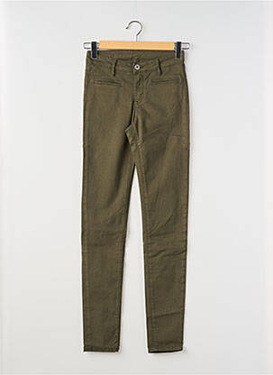 Pantalon slim tissage popeline taille normale vert DENIM STUDIO femme