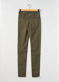 Pantalon slim tissage popeline taille normale vert DENIM STUDIO femme