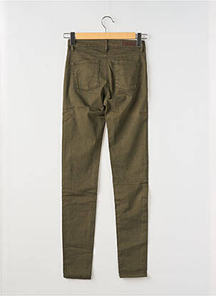 Pantalon slim tissage popeline taille normale vert DENIM STUDIO femme