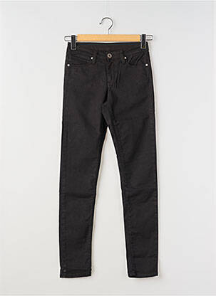Pantalon slim tissage popeline taille normale noir DENIM STUDIO femme