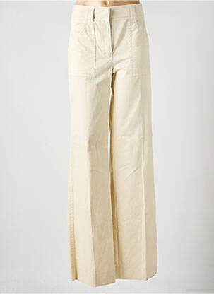 Pantalon flare fermeture zippée sous rabat avec crochet taille haute beige SONIA RYKIEL femme
