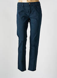 Pantalon droit fermeture zippée sous rabat boutonné bleu FIVE femme
