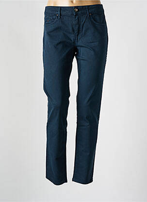 Pantalon droit fermeture zippée sous rabat boutonné bleu FIVE femme