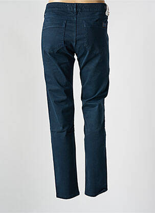 Pantalon droit fermeture zippée sous rabat boutonné bleu FIVE femme