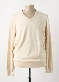 Pull col v manches longues beige VICOMTE ARTHUR homme