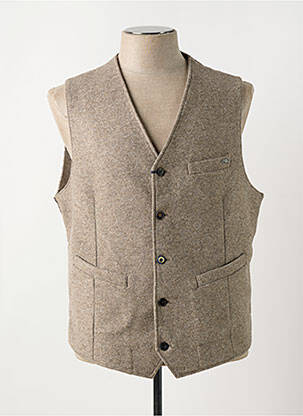 Gilet sans manche tissage chiné marron BOB homme