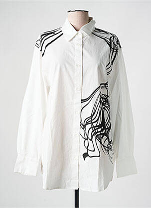 Chemisier imprimé fantaisie manches longues blanc DESIGUAL femme