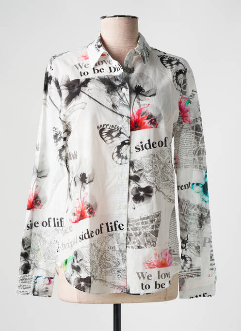 Chemisier coupe cintrée manches longues blanc DESIGUAL femme