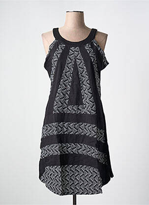 Robe mi-longue imprimé fantaisie sans manche noir BAMBOO'S femme