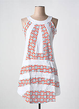 Robe mi-longue imprimé fantaisie sans manche blanc BAMBOO'S femme