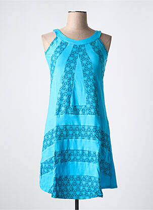 Robe mi-longue imprimé fantaisie sans manche bleu SINOE BY BAMBOO'S femme
