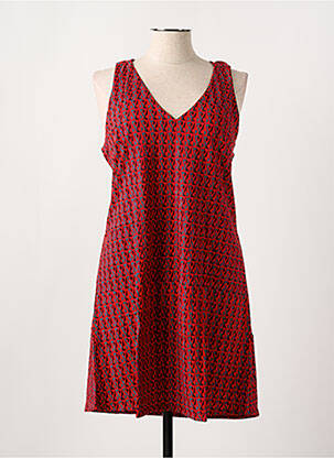 Robe mi-longue imprimé fantaisie sans manche rouge BAMBOO'S femme