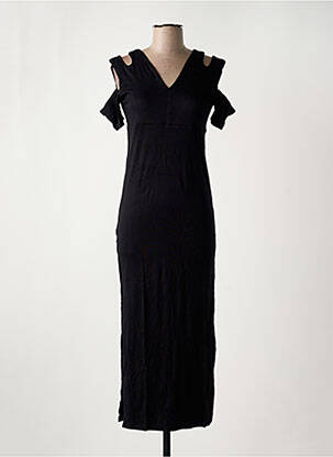 Robe longue manches courtes manches courtes noir BAMBOO'S femme