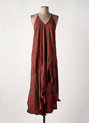 Robe longue imprimé fantaisie sans manche rouge BAMBOO'S femme