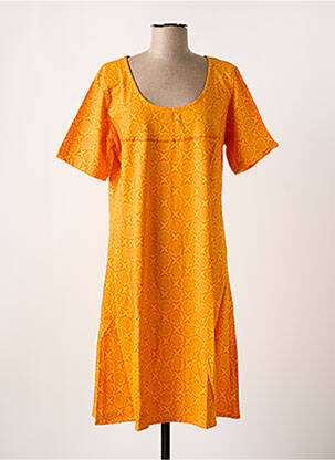 Robe mi-longue imprimé fantaisie manches courtes orange BAMBOO'S femme