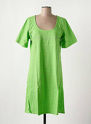 Robe mi-longue imprimé fantaisie manches courtes vert BAMBOO'S femme