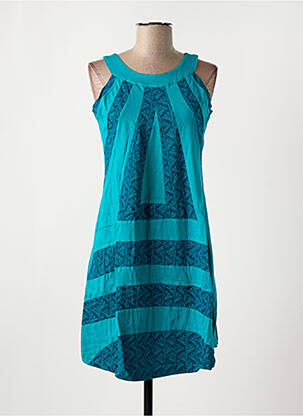 Robe mi-longue imprimé fantaisie sans manche bleu BAMBOO'S femme