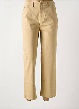 Pantalon chino fermeture zippée sous rabat boutonné taille haute beige REIKO femme