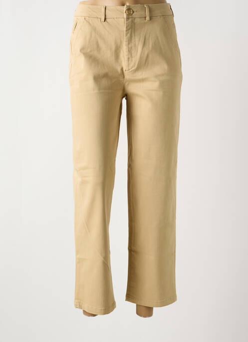 Pantalon chino fermeture zippée sous rabat boutonné taille haute beige REIKO femme