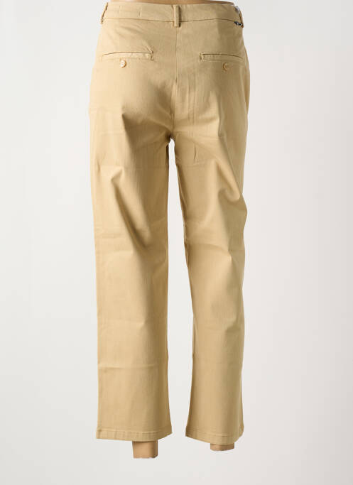 Pantalon chino fermeture zippée sous rabat boutonné taille haute beige REIKO femme