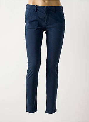 Pantalon slim tissage popeline taille normale bleu REIKO femme