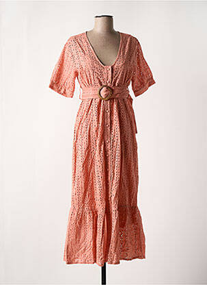 Robe mi-longue manches courtes manches courtes orange TIFFOSI femme