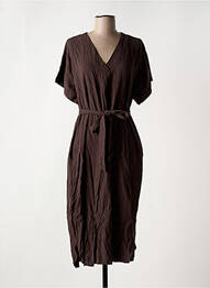 Robe mi-longue manches courtes manches courtes marron FRANSA femme