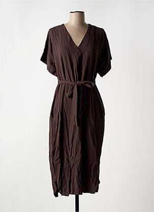 Robe mi-longue manches courtes manches courtes marron FRANSA femme