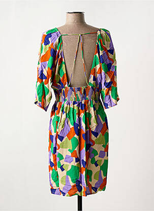 Robe mi-longue imprimé fantaisie manches courtes vert ANGE femme