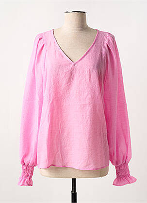 Blouse tissage popeline manches longues rose KAFFE femme