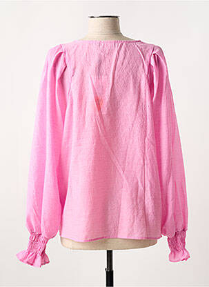 Blouse tissage popeline manches longues rose KAFFE femme