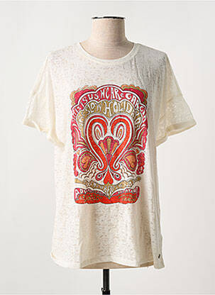 T-shirt coupe droite manches courtes beige GARCIA femme