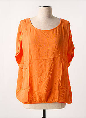 T-shirt col rond manches courtes orange KAFFE femme