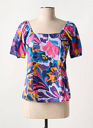 T-shirt imprimé fantaisie manches courtes bleu C'EST BEAU LA VIE femme