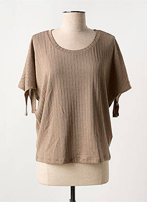 T-shirt stretch manches courtes marron CREAM femme