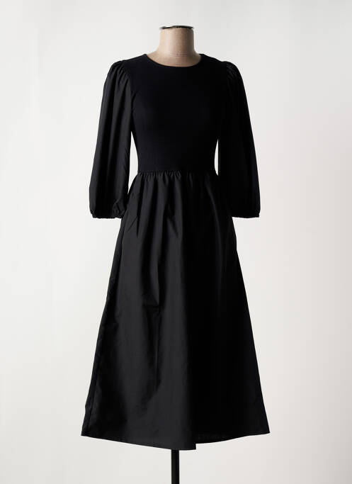 Robe mi-longue manches 3/4 manches 3/4 noir KAFFE femme