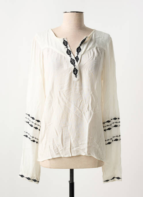 Blouse poignets boutonnés avec fente manches longues blanc GARCIA femme