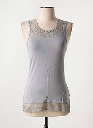 Top tissage jersey sans manche gris CREAM femme