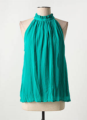 Top coupe fluide sans manche vert CREAM femme