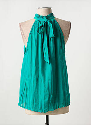 Top coupe fluide sans manche vert CREAM femme