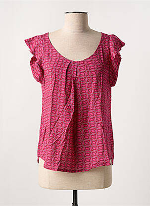 Blouse tissage popeline manches courtes rose SEE THE MOON femme