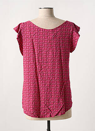 Blouse tissage popeline manches courtes rose SEE THE MOON femme